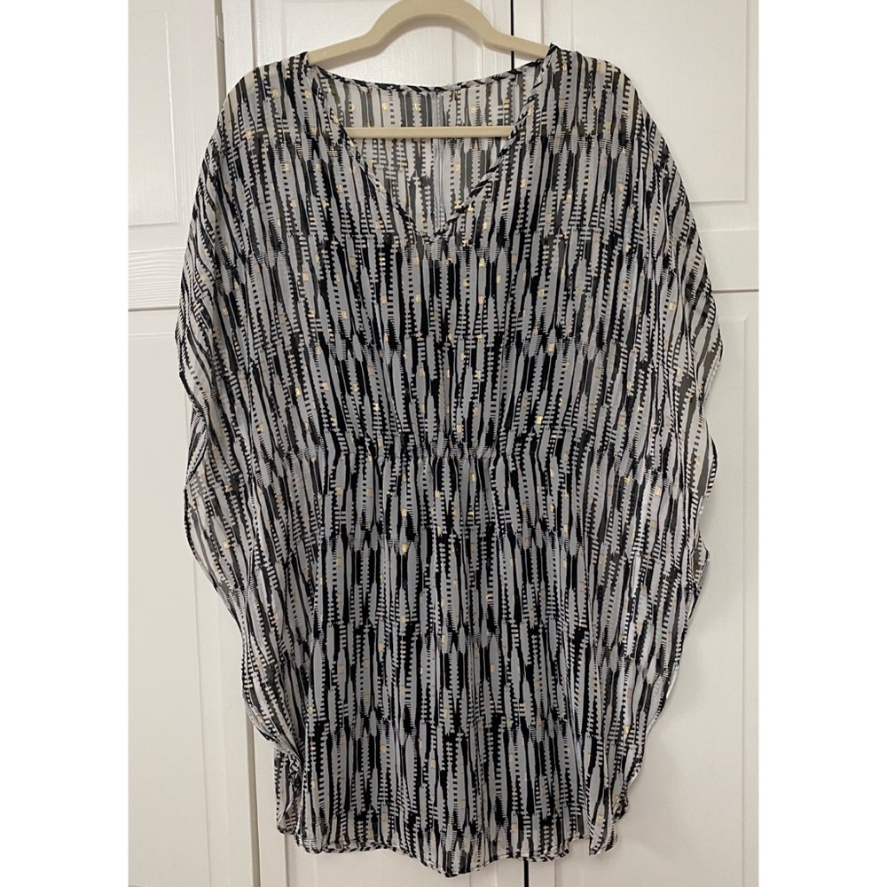 Express Sheer Metallic Overlay Dress